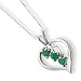 Sterling Silver Heart Genuine Emeralds Necklace - With 18