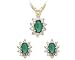 Oval Flower Emerald and Diamond Set