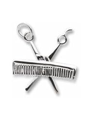 Rembrandt Charms, Comb & Scissors Charm in Solid Sterling Silver or Gold
