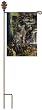 Evergreen Oak Leaf Garden Flag Stand
