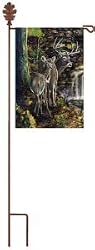 Evergreen Oak Leaf Garden Flag Stand