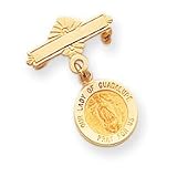 Search : 14k Our Lady of Guadalupe Medal Pin - Measures 26.1x17.6mm