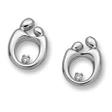 Mother & Child White Gold Earrings w/Diamond