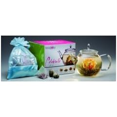 Edles & Hochwertiges Teaposy Tee - Geschenkset "Celebrate" (Zauber in der Tee-Kanne) mit tollem Teekrug 700ml und 8 hochwertigster Silbernadel Weisstee-Teeblumen