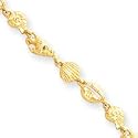 14k Diamond-Cut Seashell Bracelet - 7 Inch - Lobster Claw