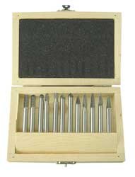 Westward 2LYR5 Carbide Bur Set, Single Cut, 1/4 In, 12 Pcs