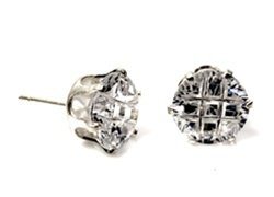 Silver Invisible Cut Round Cubic Zirconia Stud Earring, Size: 4mm