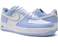 Nike Basketball Shoes-Nike Womens Air Force 1 Low '03 (white / white / ice blue / obsidian blue)-Womens Nike Basketball Shoes-Womens Basketball Shoes