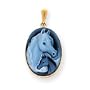14k Horse and Pony Profile Agate Cameo Pendant - JewelryWeb