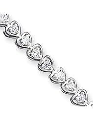 Sterling Silver Polished Fancy Heart CZ Bracelet