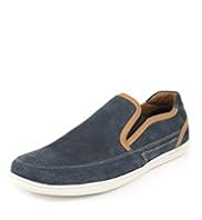 Blue Harbour Waxy Leather Slip-on Trainers with Stain Defence™