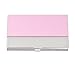 Cosmos Pink PU Leather Surface Stainless Steel Business Card Name Card Case/Holder with Mirror Finish Inset