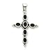Sterling Silver Onyx Cross Pendant with 20 Inch Sterling Silver Chain