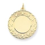 14k Patterned .018 Gauge Circular Engraveable Disc with Stars Charm