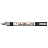 Brand New. uni Posca PC3M Marker Fine Tip Line Width 0.9-1.3mm Silver Ref 9002015 [Pack 12]
