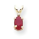 14k Diamond and Ruby Birthstone Pendant