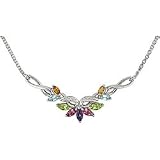 14k White Gold Multi-gemstone Necklace