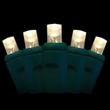 100-Count LED 5MM Icicle Warm White Green Wire Christmas Lights