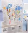World Map Vinyl Shower Curtain