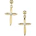 14K Yellow Gold Cross & Ball Diamond Dangle Earring