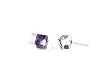 Heliotrope Tilted Cube Swarovski Austrian Crystal Earrings, 6mm