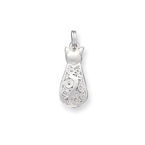 Buy Sterling Silver Fancy Cat Charm by West Coast Jewelry