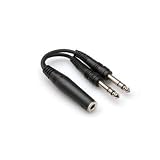 Y Cable 1/4" Trsf To Dual 1/4" Trs With White Earbud Headphones