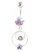 Belly Button Ring - Surgical Steel Flower and Circle Design w/Pink Sparkling Crystal-like Inserts
