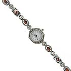 Sterling Silver Marcasite Genuine Garnet Watch by LEAH HANNA