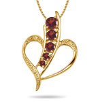 0.02 Cts & Diamond & 0.68 Cts Garnet Pendant in14K Yellow Gold