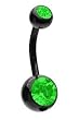 Titanium Belly Ring with Green CZ