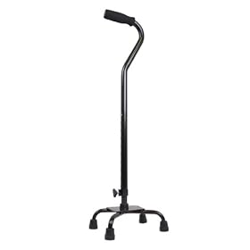Ez2care Adjustable Small Base Quad Cane, Black