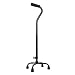 Ez2care Adjustable Small Base Quad Cane, Black