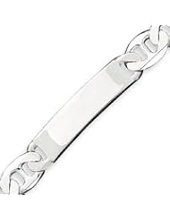 Sterling Silver 8.5 Inch Polished Engraveable Anchor Link ID Bracelet - 8.5 Inch