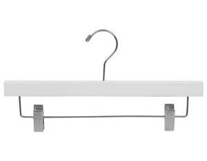 Wooden Bottoms Hangers w/Clips White Box of 25
