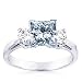 0.70 Carat F/SI1 Princess Diamond Three Stone Engagement Ring with RB Side Stones in Platinum
