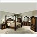 Coaster Traditional Upholstered Leather Canopy Bed in Cherry Finish