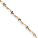 14k Two-Tone Fancy Diamond Tennis Bracelet - 7 Inch
