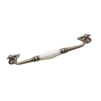 PULL 224MM FAUX IRON & CRACKLE WHITE