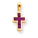 14k Small Ruby Cross Pendant