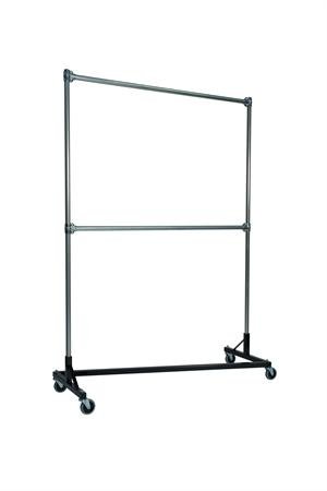 Heavy Duty Garment Z-Rack : Double Rail - 5' Base x 7' Uprights Black