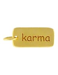 Rectangular KARMA Double Sided Word Tag Charm or Pendant in Gold Vermeil, #8282