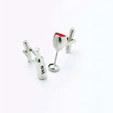 Onyx Designer Cufflinks - Wine Bottle & Goblet - For the Wine Lover