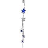 Solar Blue Gem COSMIC STAR Dangle Belly Ring