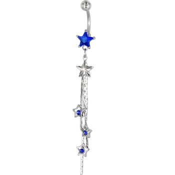 Solar Blue Gem COSMIC STAR Dangle Belly Ring