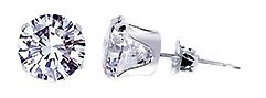 Sterling Silver 2mm Round Cubic Zirconia Post Friction Back Stud Earrings