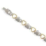 Stainless Steel and 14K Gold Plated Heart Bracelet