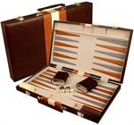 Large 18" x 21" Leatherette Backgammon Set - Brown