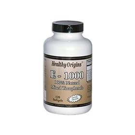 Healthy Origins, E-1000, 100% Natural Mixed Tocopherols, 120 Softgels