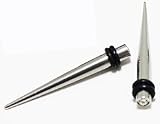 Ear Taper - Cubic Zirconia Rhinestone Silver Ear Taper (6g) - Body Jewerly (1 pair)